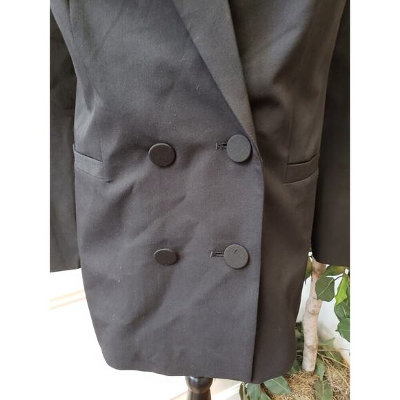 Eloquii Blazer Coat Womens Size 16 Black Notch Lapel Slit Back Double Breasted - Picture 9 of 15